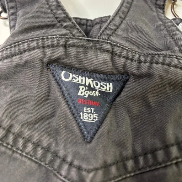 OshKosh B’gosh Kids Fleece Lined Overalls Gray Orange | 24 Months Winter Bibs - Picture 5 of 8
